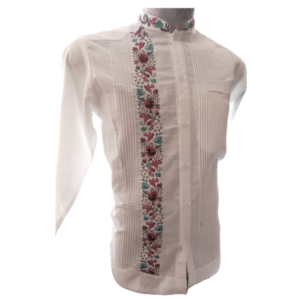 Guayabera Manga Larga con Detalle Floral