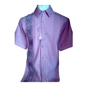 Guayabera de Lino con Detalle Asimétrico en Gris