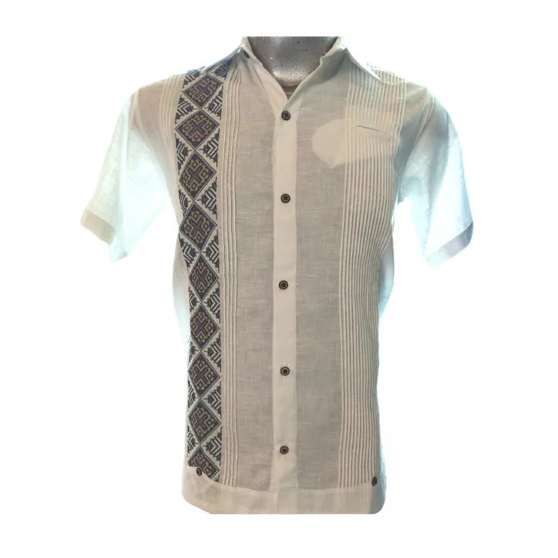 Guayabera de Lino con Rombo Artesanal