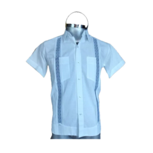 Guayabera de Lino con Franjas Azules