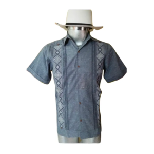 Guayabera de Lino con Detalle de Franjas Blancas